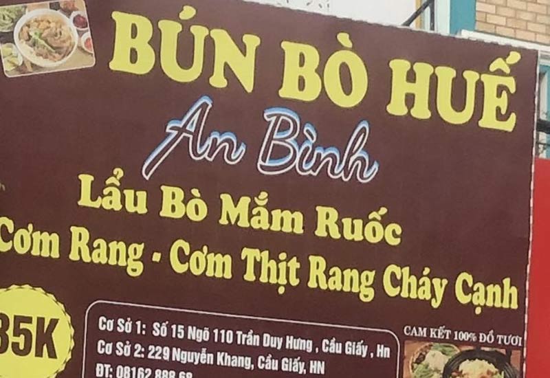 Bún Bò Huế An Bình 229 Nguyễn Khang, Cầu Giấy, Hà Nội