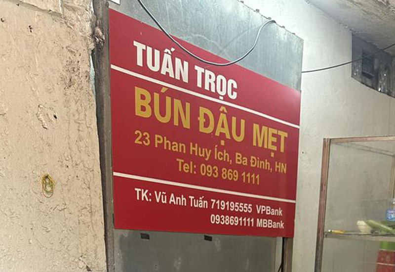 Địa chỉ Bún đậu mẹt ở 23 Phan Huy Ích, Hà Nội