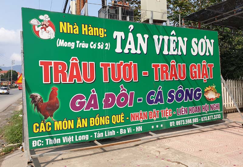 Địa chỉ Nhà Hàng Tản Viên Sơn ở Đường 87A, thôn Việt Long, Tản Lĩnh, Ba Vì, Hà Nội