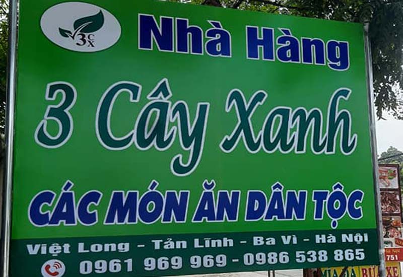 Nhà Hàng 3 Cây Xanh tại Việt Long, Tản Lĩnh, Ba Vì, Hà Nội