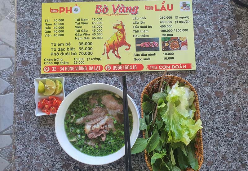 Quán Bò Vàng - Phở - Nướng - Lẩu 34 Hùng Vương, Phường 10, Thành phố Đà Lạt